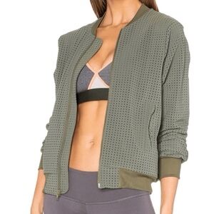 Touche x Morgan Stewart X-Small Olive Green Brendan Perforated Bomber Jacket